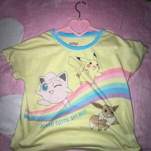 Pokemon Yellow Pastel Rainbow Pikachu Jigglypuff Eevee Tee